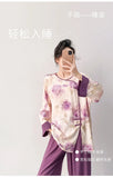 Plus size mother's cotton silk pajamas spring and summer new Chinese style can be worn outside home clothes Mother's Day gift