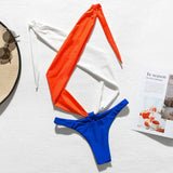 2026 Splicing Halter Female Thong Swimwear One Piece Swimsuit Women Backless Monokini Sexy Bather High cut Out Bathing Suit swim