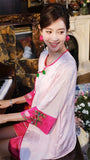 New Chinese style pajamas with breast pads, simulated silk, ice silk home wear, satin jacquard pajamas set