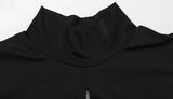Ahagaga Fashion Sexy Women's Maxi Dresses Turtleneck Short Sleeves Hollow Out Lace Patchwork Sheath Split Party Solid Vestidos