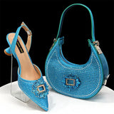 doershow Italian Shoes And Bag Sets For Evening Party With Stones Italian Leather Handbags Match Bags!  HFG1-21
