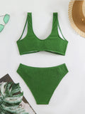 High Waist Bikini 2026 Women Sporty Swimsuit Solid Sexy Striped Swimwear Female Bathers Bathing Swimming Swim Suit Beachwear