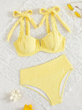 S - XL Underwired V Shaped Female Swimsuit High Waist Bikini Women Swimwear Two-pieces Bikini Set Bather Bathing Suit Swim Lady