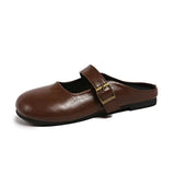 Closed-Toe Half Slippers for Women, Spring and Summer New French Style Soft Sole, Slip-On Flat Mules for Pregnant Women