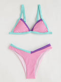 ZTVitality Contrast Binding Triangle Women's Swimsuit High Cut Sexy Bikini 2022 New Arrival Biquini Padded Bra Push Up Swimwear
