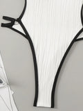Hollow Out Wrinkled Swimsuit Backless Monokini Women Thong Swimwear One Piece Swimsuit Female High Cut Bathing Suit Beach Wear
