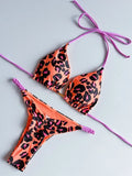 Leopard Halter Scrunch Butt Micro Thong Bikini Women Swimwear Female Swimsuit Two-pieces Bikini Set Bather Bathing Suit Swim