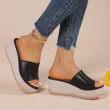 2025 Summer Chunky Platform Slippers for Women Pu Leather Wedges High Heel Sandals Woman Plus Size 36-43 Beach Sandles Female