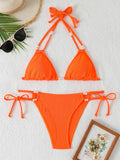 2026 String Triangle Printed Bikini Women Sexy Swimwear Female Halter Swimsuit Solid Bathers Bathing Swimming Swim Suit Beach