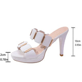 10 High Heels Platform Sandals Women 2026 Summer Metal Decor Stiletto Heel Party Shoes Woman Elegant Pointed Toe Sandles 35-41