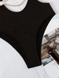 Cut-out Chain Linked One Piece Swimsuit Monokini Swimwear Women 2025 Bathers Padded Beachwear Bathing Swimming Suit Summer
