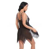 Toucheart Sexy Lingerie Set Women's Lace Nightgown Mesh See-through Suspender Dress Lace Patchwork Sexy Ultra Thin Pajama Set