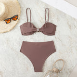 High Waist Bikini Women's Swimsuit Two-piece Bathing Suits Bandeau Woman Swimwear Trend Bikinis Sets Brazilian Beach Wear