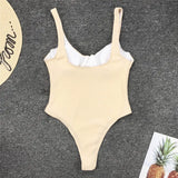 S - XL New Sexy High Cut Women Swimwear Ribbed Underwired One Piece Swimsuit Female Bather Bathing Suit Swim Lady Bodysuit V1607