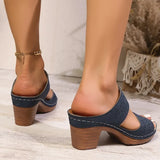 Plus Size Women's High Heels Platform Sandals Lightweight Thick Heel Summer Slippers Woman Comfort Non Slip Sandalias De Mujer