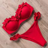 Sexy Ruffled Frilled Bra Cup Bikini 2026 Women Bandeau Swimsuit Female Swimwear Two Pieces Bikini Set Push Up Bathing Suit Swim