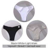 3Pcs/Set Women Cotton Panties Sexy V Waist Briefs T-Back Brazilian Underpants Female M-XL Underwear Girls Breathable Intimates