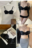 TikTok Viral MOYISU Summer Satin Bralette Strapless Push Up Bra&Set French Retro Anti Sag Lingerie Set Small Breast Support Gift