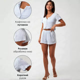 Women's Sleepwear Summer Sexy Hollow Women Pajamas Shorts Set Short Sleeve Cotton Pajamas Breathable Comfortable Homewear Set