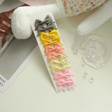 10Pcs/card Grosgrain Ribbon Bows Hair Clips For Girls Small Trailing Bowknots Hairpins Headwear Kids Hair Accessories