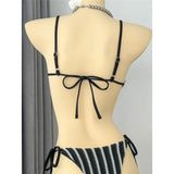 2026 New Striped Bikini Women Swimwear Female Swimsuit High Cut Leg Padded Bather Bathing Suit Swim Two-pieces Bikini set K8071
