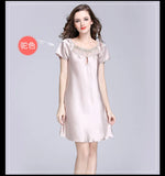 Women's Sleepwear Ice Silk Casual Silk Pajamas Women's Summer Sexy Short Sleeve Lace Pajamas Loungewear