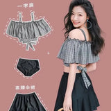 Swimsuit women's new Xia one shoulder camisole swimsuit ins conservative cover belly slimming split skirt swimsuit