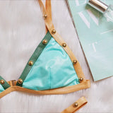 2026 Sexy Bikini Push Up Patchwork Triangle Studs Swimwear Swimsuit Women Bikinis Set Bathing Suit Beach Bikini Female Banadores