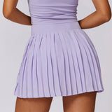 Sports Tennis Short Skirt Women's Summer Pleated Fake Two-piece Quick Drying Skort Fitness High Waist Pocket Yoga Running Skirts
