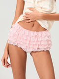 Women's Lolita Hot Sexy Short Pants High Rise Lace Tiered Ruffled Shorts Summer Lounge Bottoms Summer