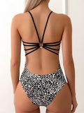 2026 Leopard Swimsuit One Piece String Backless Monokini Swimwear Women Sexy Bathers Bathing Swimming Swim Suit Female Beachwear