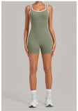 Women's Seamless Yoga Jumpsuits Sports Fitness Gym Sleeveless Backless Hip-lifting Shorts One-piece Training Workout Jumpsuit