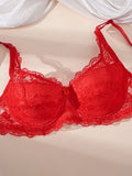 2Pcs/Set Lace Bra for Women Sexy Underwire Push-Up Bra Breathable Mesh Thin Soft Lingerie Adjustable No Lining Women's Bra