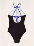 ZTVitality Sexy Patchwork Backless One-piece Swimsuit 2024 New Biquini Women Swimwear Summer Beachwear Brazilian
