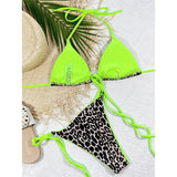 Sexy Leopard Printed Halter Brazilian Bikini Women Swimwear Female Swimsuit Two-Piece Bikini Set Bather Bathing Suit Swim V3681