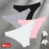 Cotton Seamless Panties 4PCS Women's Low Rise Briefs