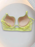 Polka Dot Mesh Sexy Push-Up Bra, Popular in Europe and America, Thin on Top and Thick on Bottom, Deep V Seductive Bra