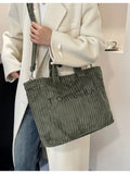 2026 Autumn New Women's Corduroy Tote Bag - Large Capacity, High-End Texture, Fashionable Commuter Shoulder & Crossbody Bag