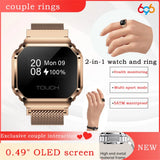 New 0.49" OLED Screen Smart Ring Exclusive Couple Interaction Heart Rate Sleep Watches 5ATM Waterproof Sports Bracelet Ring