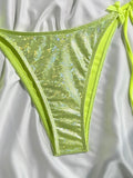 Sparkling Glitter Halter Bow Bikini Female Swimsuit Women Swimwear Two-pieces Bikini Set High Cut Bather Bathing Suit Swim Lady