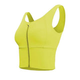 Women Sports Vest Sleeveless Round Neck Zipper Closure Fitness Bra Seamless Fabric Front Zipper Removable Chest Pad Underwear