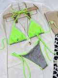 Bikini 2026 Sexy Bright Silver Triangle Swimwear Swimsuit Women Halter Bikinis Set Bathing Suit Beach Bikini New Banadores Mujer