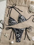 Sexy Black Lace Bikini Set Women 2026 Beach Push Up Bra Bandage Thong Swimsuit Brazilian Holiday Bathing Suit Two Piece Swimwear