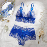 Lace Hollow Contrast Color Sexy Lingerie Bra And Panties Sets Open Chest Underwear Set Crotchless Women Erotic Suits