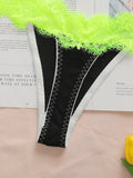 New product color fashionable contrasting design black splicing green lace sexy women's thong women's underwear C3307