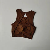 Women's Sexy Threaded Cross Hollow Back Yoga Exercise Fitness Vest Integrated Sports Training Bra Vest for Fitness And Yoga