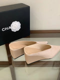 Summer Fashion Wedges Half Slippers Women French Elegant Pointed Toe Suede Leather Party Mule Girls Slides Zapatos Mujer Dress