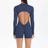 Women's Yoga Jumpsuits Sports Fitness Backless Half Zipper Peach Hip-Lifting Naked Feel Gym Running Workout One-Piece Bodysuits