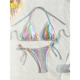 Colorful Snake Skin Halter Strappy Bikini Female Swimsuit Women Swimwear Two-pieces Bikini set Bather Bathing Suit Swim V5822