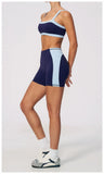 Summer Color Blocking Yoga Suit Women Shockproof Slim Sports Bra High Waist Hip Lift Shorts Gym Running Fitness Sets Tracksuit